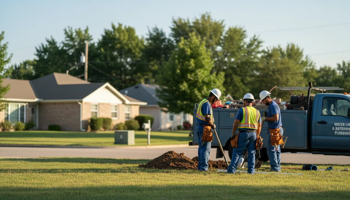 Residential water line and bathroom plumbing service in Muldrow, OK